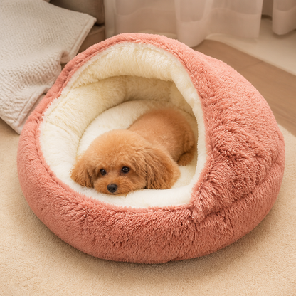 Ortekor Semi-Enclosed Plush Pet Bed (Removable Washable Pad)