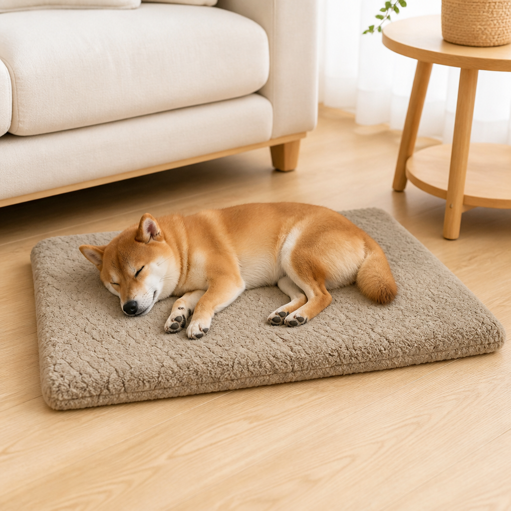 Ortekor Short Plush & High-Elastic Wave Sponge Dog Bed (Removable Washable Cover)