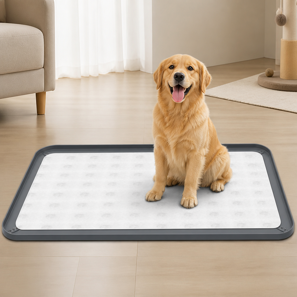 Ortekor Silicone Raised-Edge Non-Slip Pee Pad Holder (Corner Snaps)