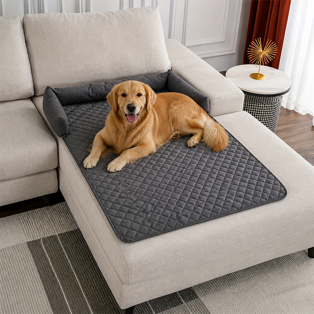Lit pour chien orthopédique antidérapant et imperméable Ortekor (rebords amovibles et housse lavable)