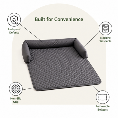 Lit pour chien orthopédique antidérapant et imperméable Ortekor (rebords amovibles et housse lavable)