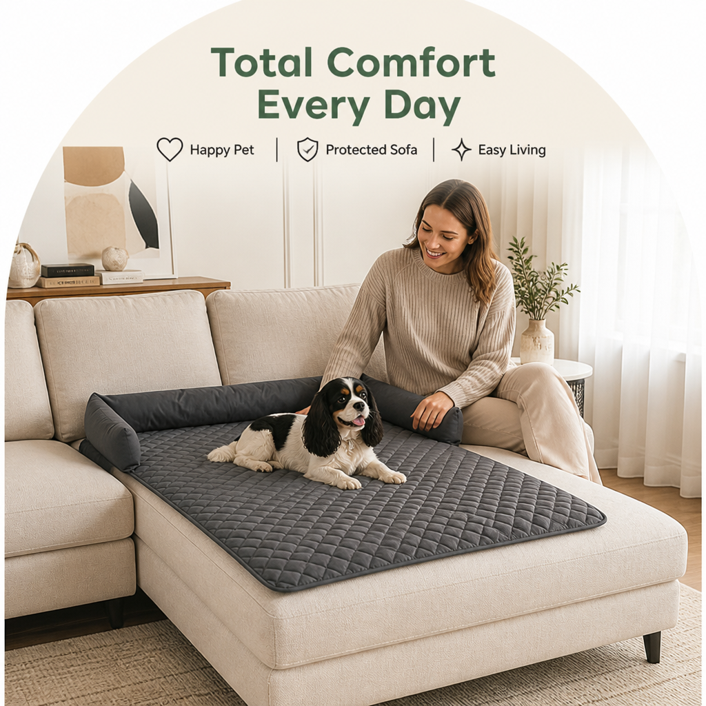 Lit pour chien orthopédique antidérapant et imperméable Ortekor (rebords amovibles et housse lavable)