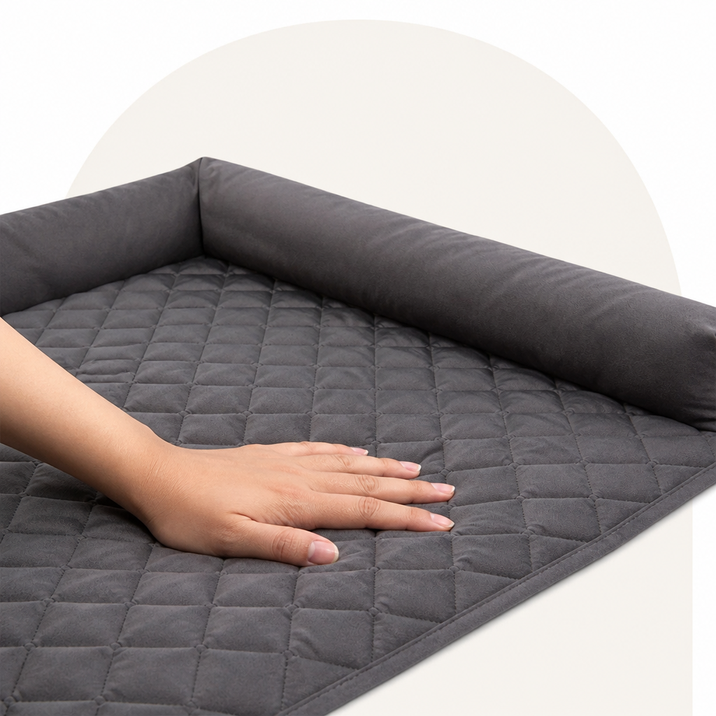 Lit pour chien orthopédique antidérapant et imperméable Ortekor (rebords amovibles et housse lavable)