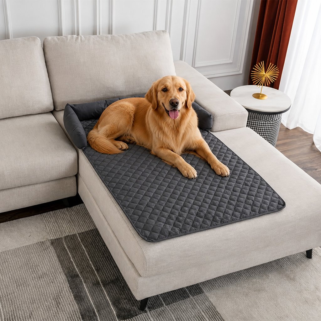 Lit pour chien orthopédique antidérapant et imperméable Ortekor (rebords amovibles et housse lavable)