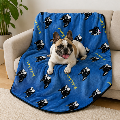 Couverture pour animaux lavable en polaire douce Ortekor (motifs bouledogue et bull terrier)