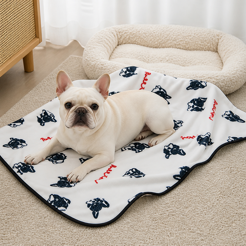 Couverture pour animaux lavable en polaire douce Ortekor (motifs bouledogue et bull terrier)