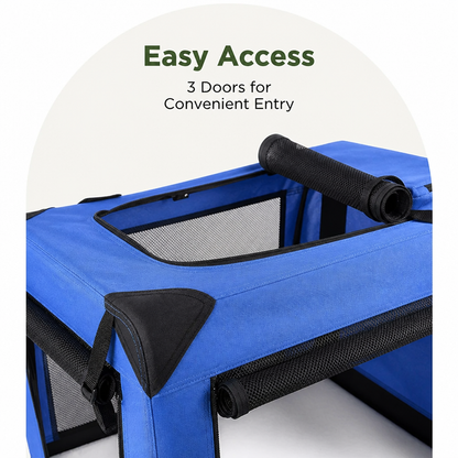 Ortekor Soft-Sided 3-Door Foldable Travel Carrier (Includes Mat & Straps)