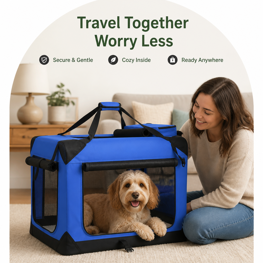 Ortekor Soft-Sided 3-Door Foldable Travel Carrier (Includes Mat & Straps)
