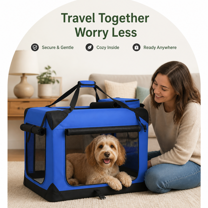 Ortekor Soft-Sided 3-Door Foldable Travel Carrier (Includes Mat & Straps)