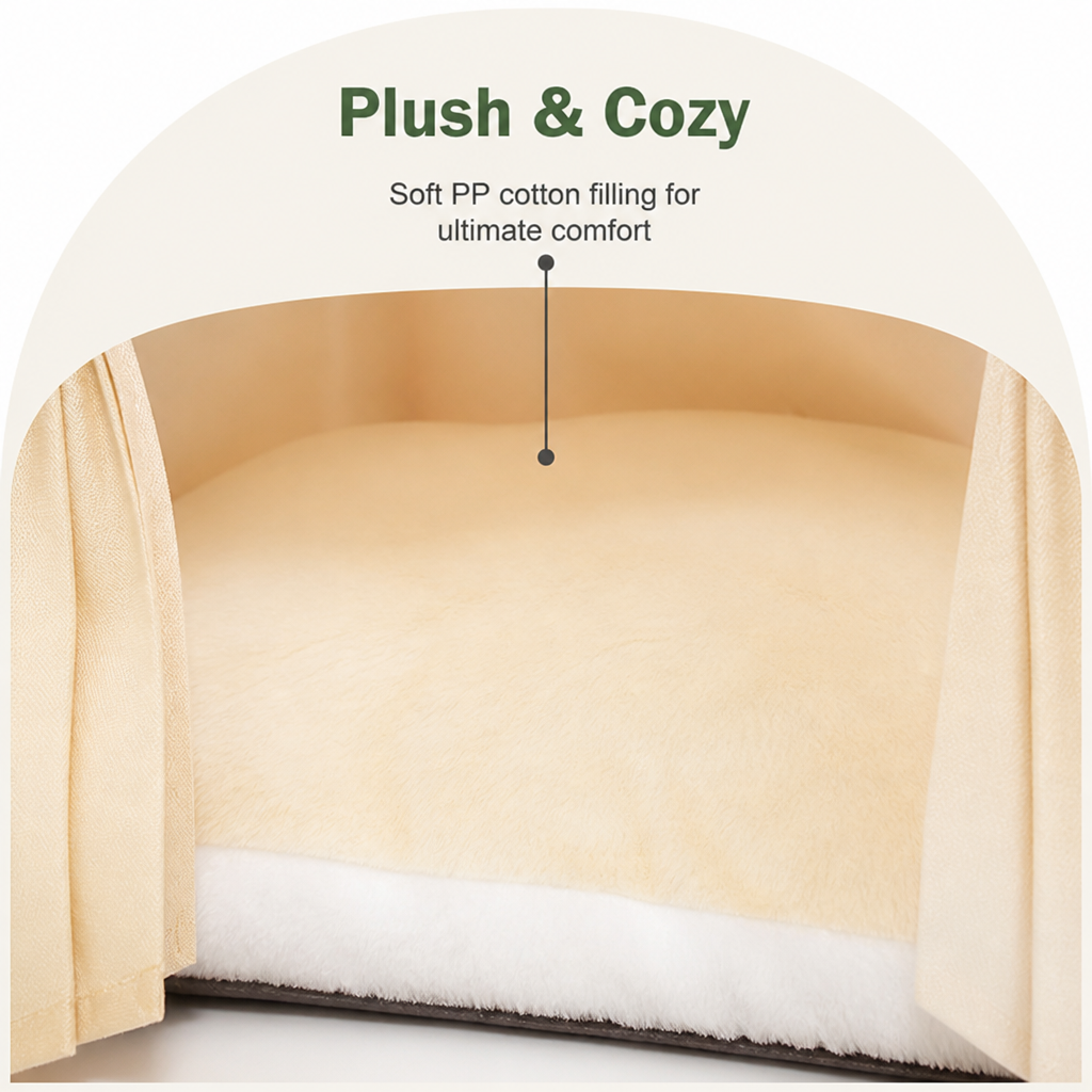 Ortekor Solid Pine Frame & Velvet Cushion Pet Tent (Foldable)