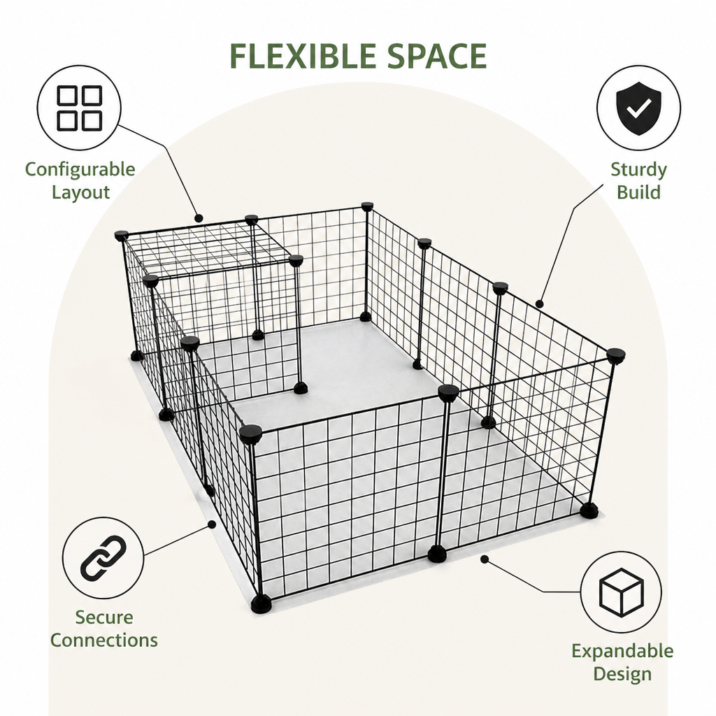 Ortekor Stackable & Expandable Metal Mesh Pet Fence Panels (DIY Kit)