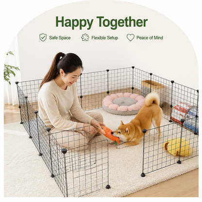 Ortekor Stackable & Expandable Metal Mesh Pet Fence Panels (DIY Kit)