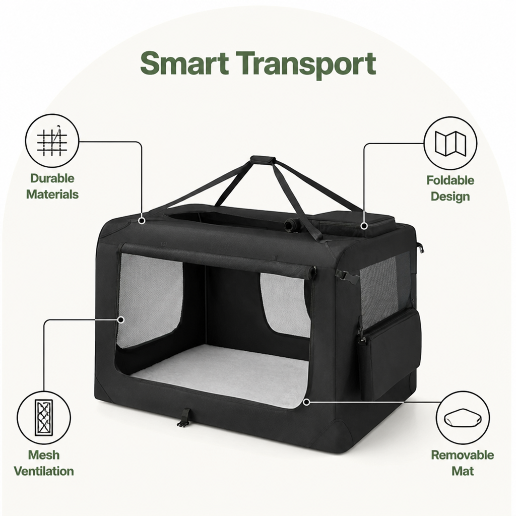 Ortekor Steel Frame Foldable Travel Dog Crate (Removable Mat)