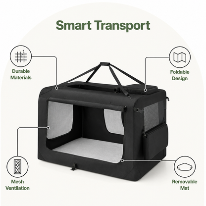 Ortekor Steel Frame Foldable Travel Dog Crate (Removable Mat)