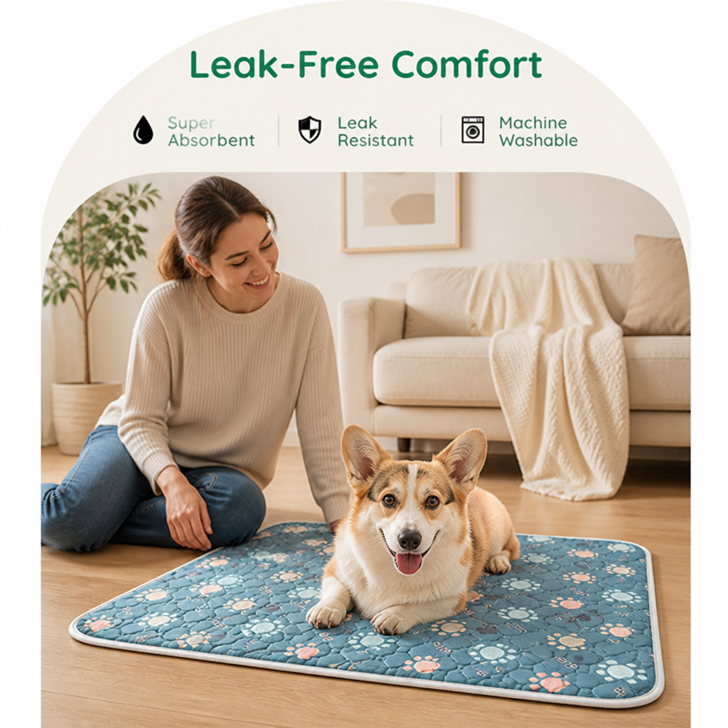 Ortekor Super Absorbent & Machine-Washable Dog Training Pad (Waterproof Backing)