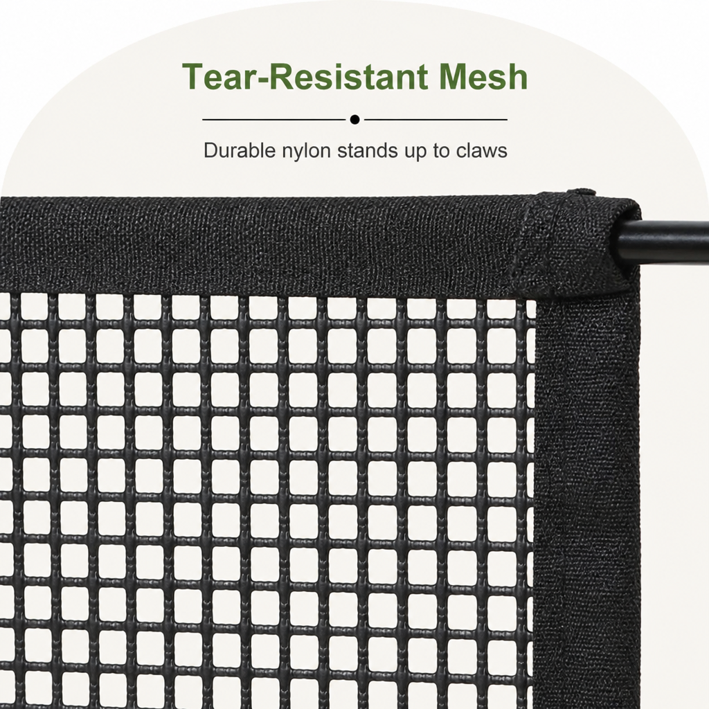 Ortekor Tear-Resistant Nylon Mesh Dog Gate (Adhesive Hooks)