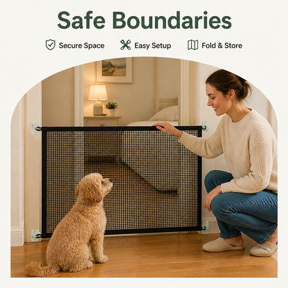 Ortekor Tear-Resistant Nylon Mesh Dog Gate (Adhesive Hooks)