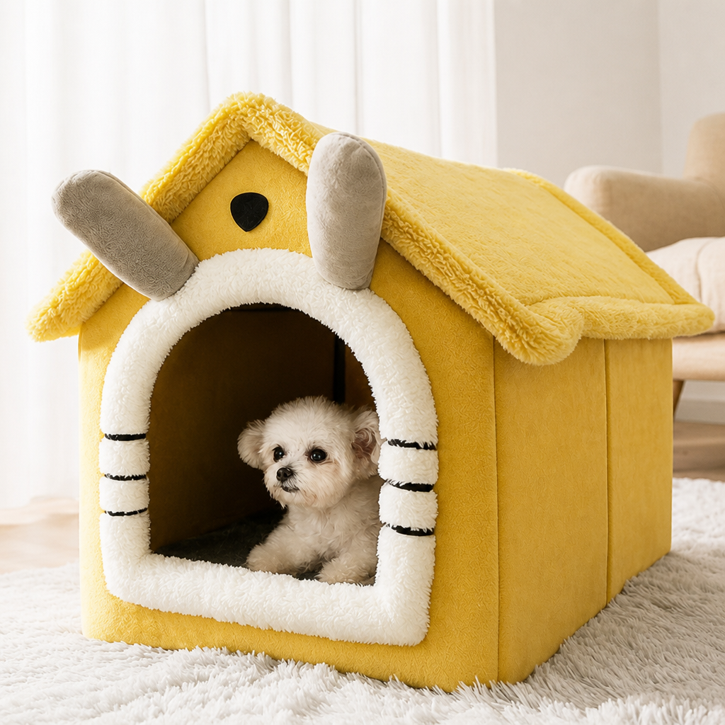 Ortekor Teddy Plush & All-Season House-Style Dog Bed