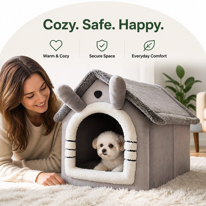Ortekor Teddy Plush & All-Season House-Style Dog Bed