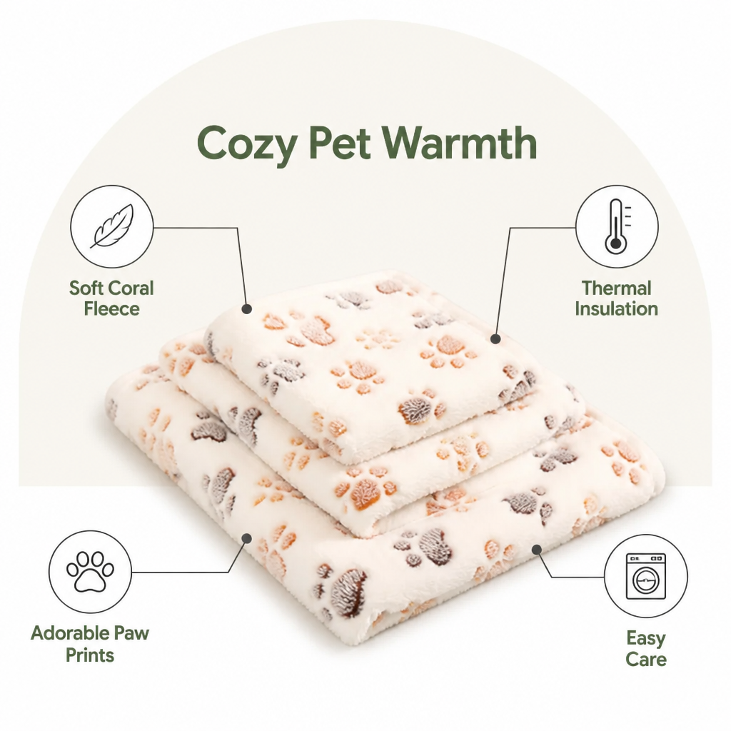 Ortekor Thermal Plush Coral Fleece Pet Blanket