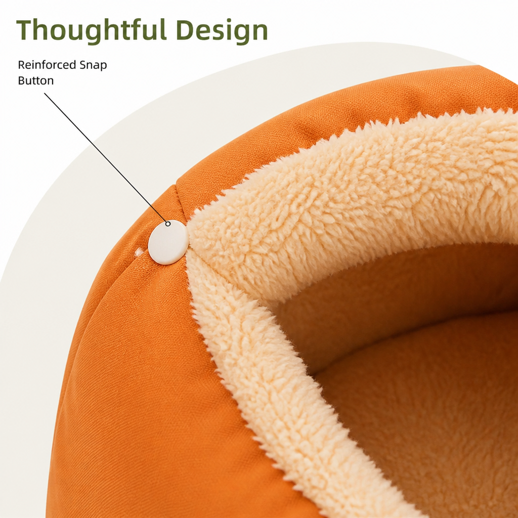 Ortekor Thickened Plush & Semi-Enclosed Pet Bed (Leather Base)