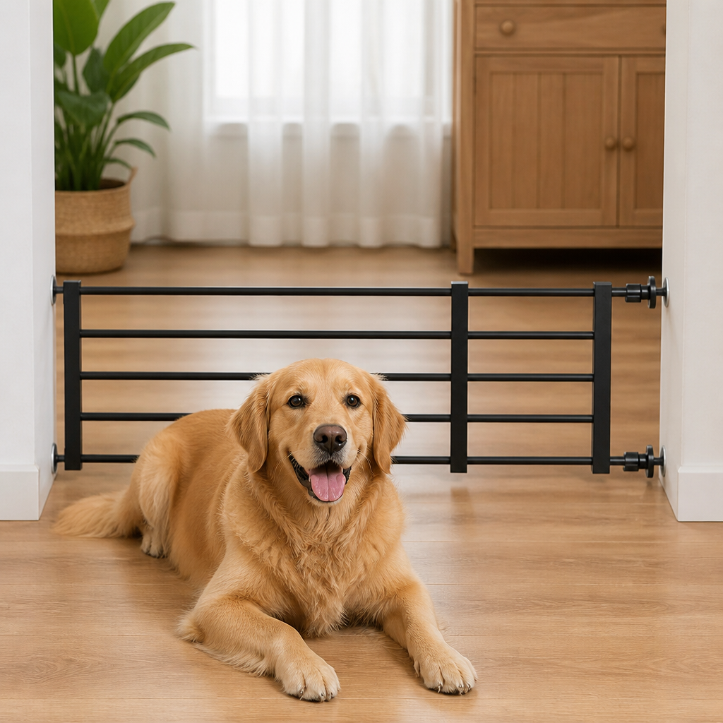 Ortekor Titanium Steel Retractable No-Drill Indoor Dog Gate