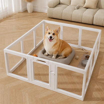 Ortekor Transparent Acrylic & Washable Dog Playpen (Buckle-Connect)