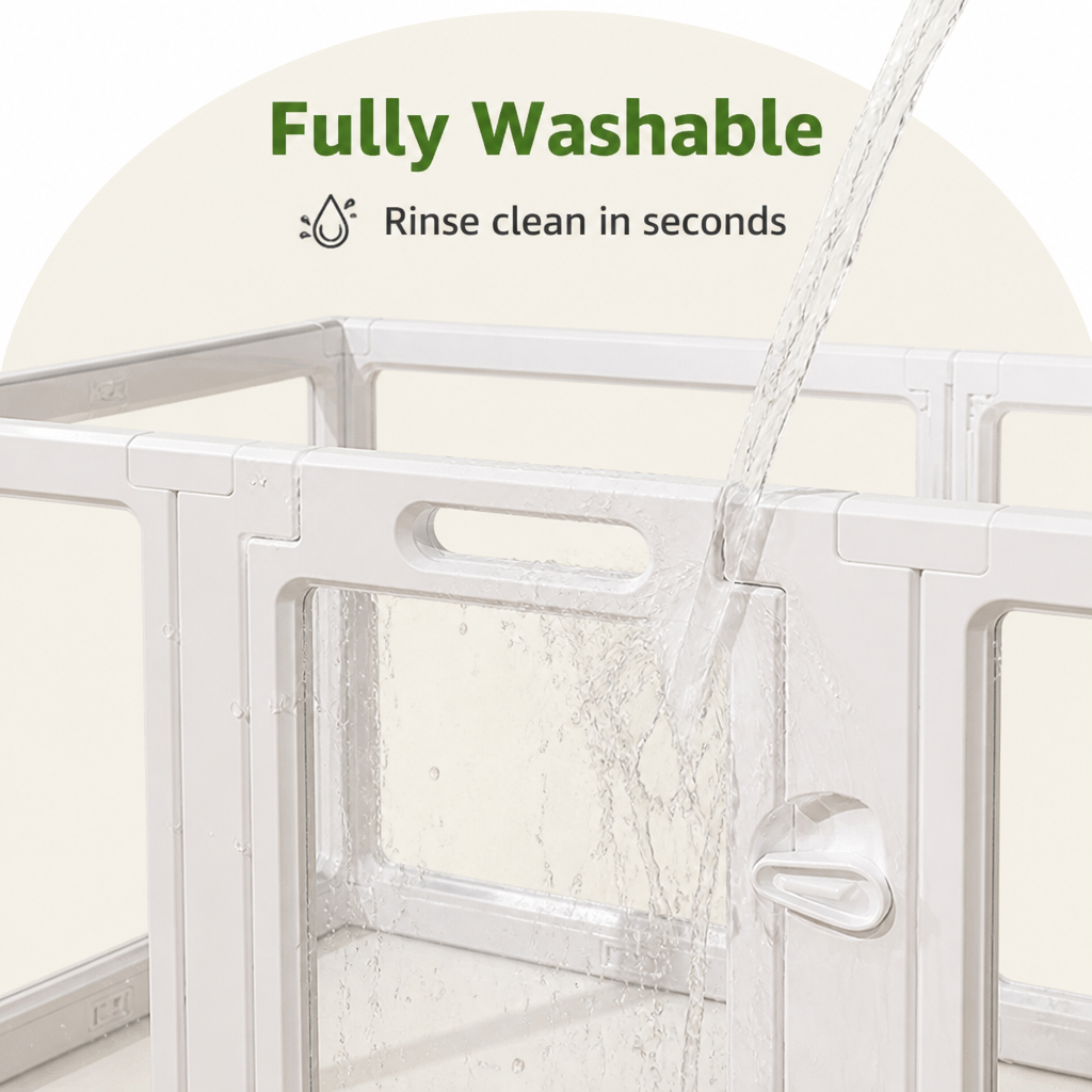 Ortekor Transparent Acrylic & Washable Dog Playpen (Buckle-Connect)