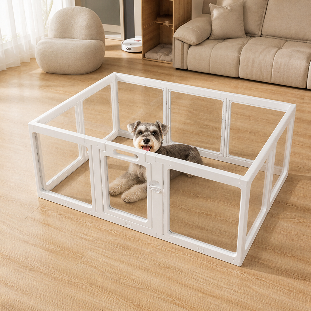 Ortekor Transparent Acrylic & Washable Dog Playpen (Buckle-Connect)