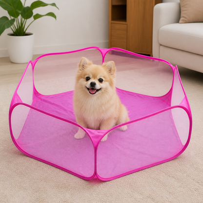 Ortekor Transparent Foldable Pet Playpen (Chemical-Free Cotton)