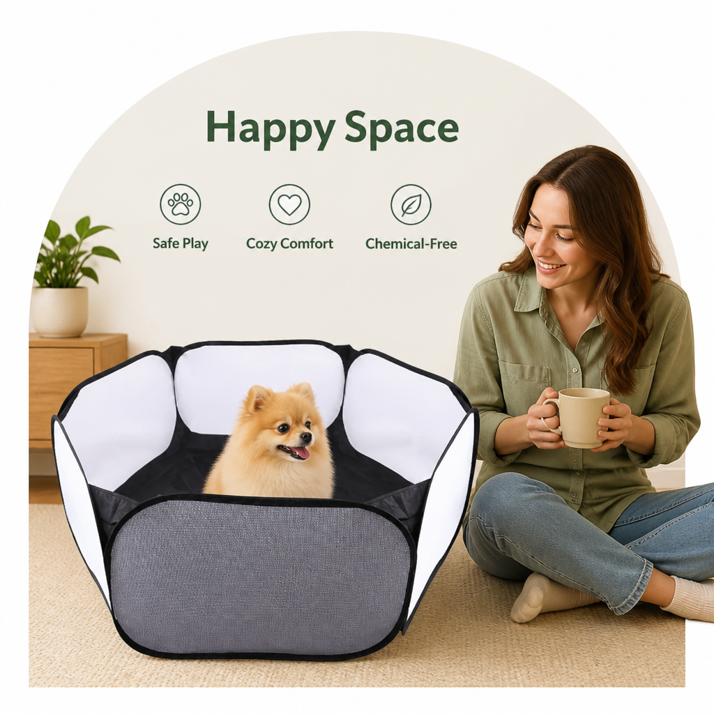 Ortekor Transparent Foldable Pet Playpen (Chemical-Free Cotton)