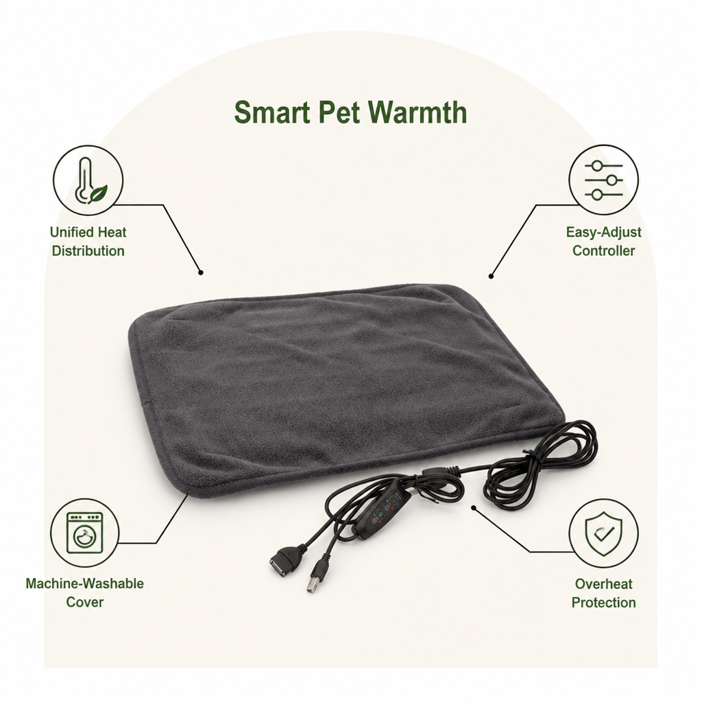 Ortekor USB Heated & Self-Warming Pet Mat (Machine-Washable Cover)