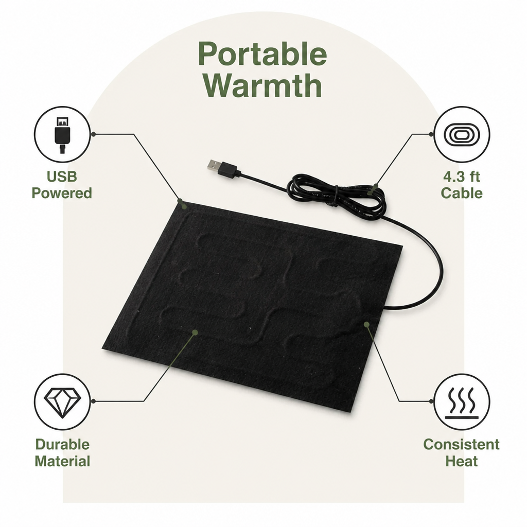 Ortekor USB-Powered Foldable Heated Pet Mat (For Small Pets)