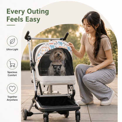 Ortekor Ultra-Light & Foldable Pet Stroller (Two-Pet Capacity)