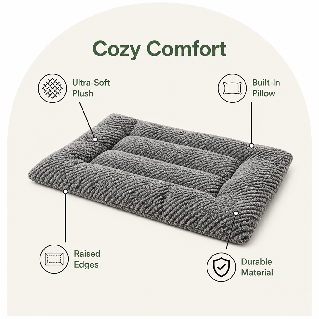 Ortekor Ultra-Soft Plush Bolster Dog Crate Pad