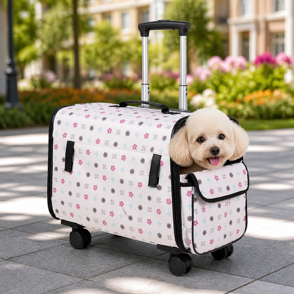 Ortekor Universal Wheels & Oxford Fabric Pet Stroller (33 lb Capacity)