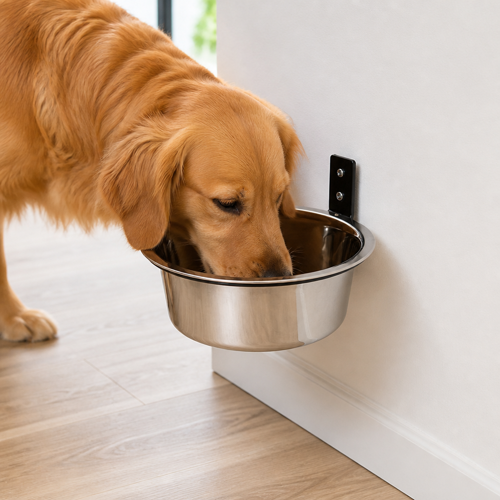 Ortekor Wall-Mounted Elevated Stainless Steel Pet Bowl