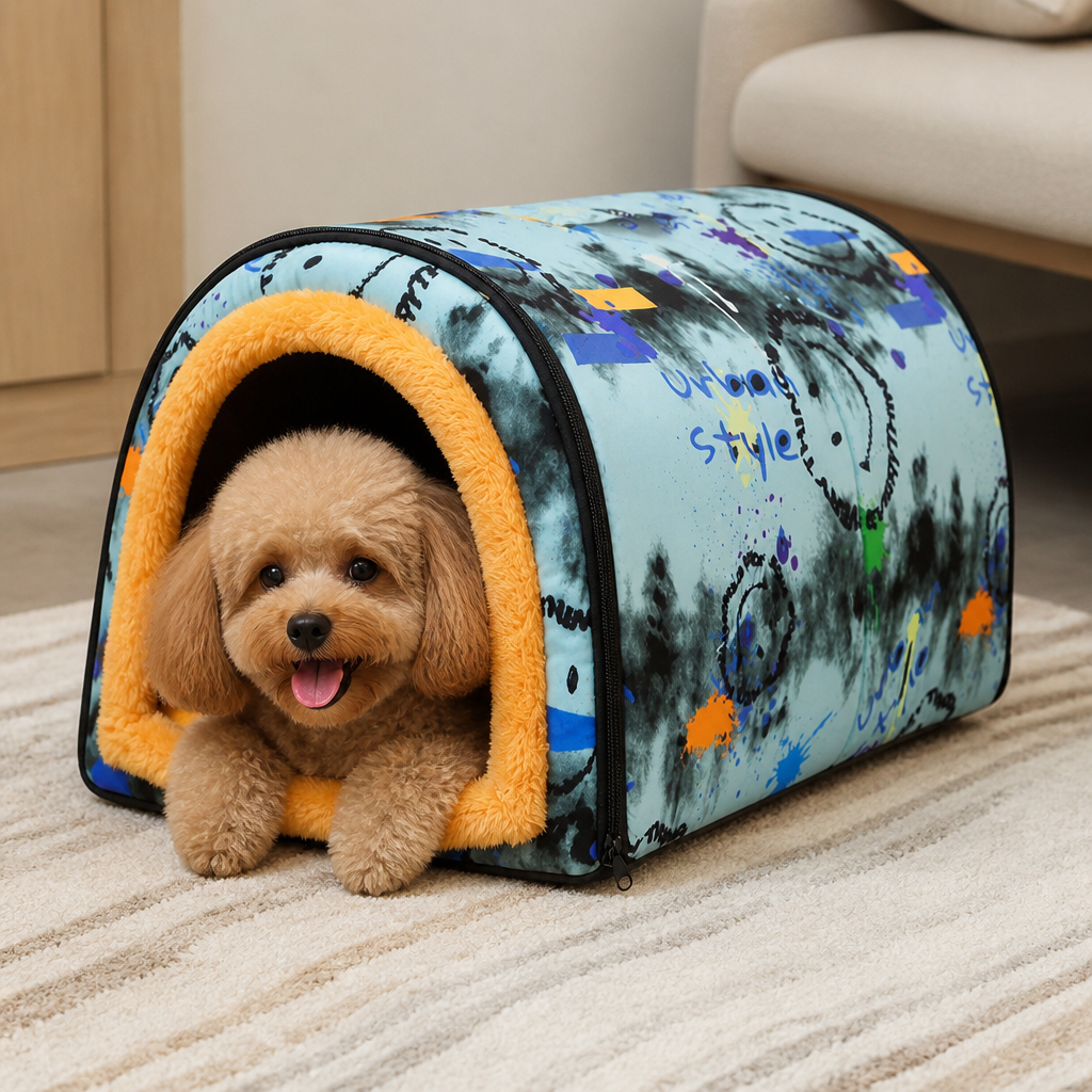 Ortekor Warm & Washable Plush Cave Dog Bed