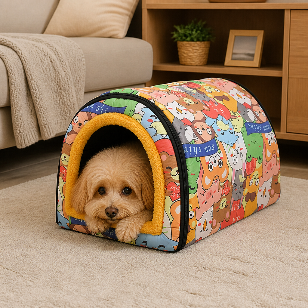 Ortekor Warm & Washable Plush Cave Dog Bed