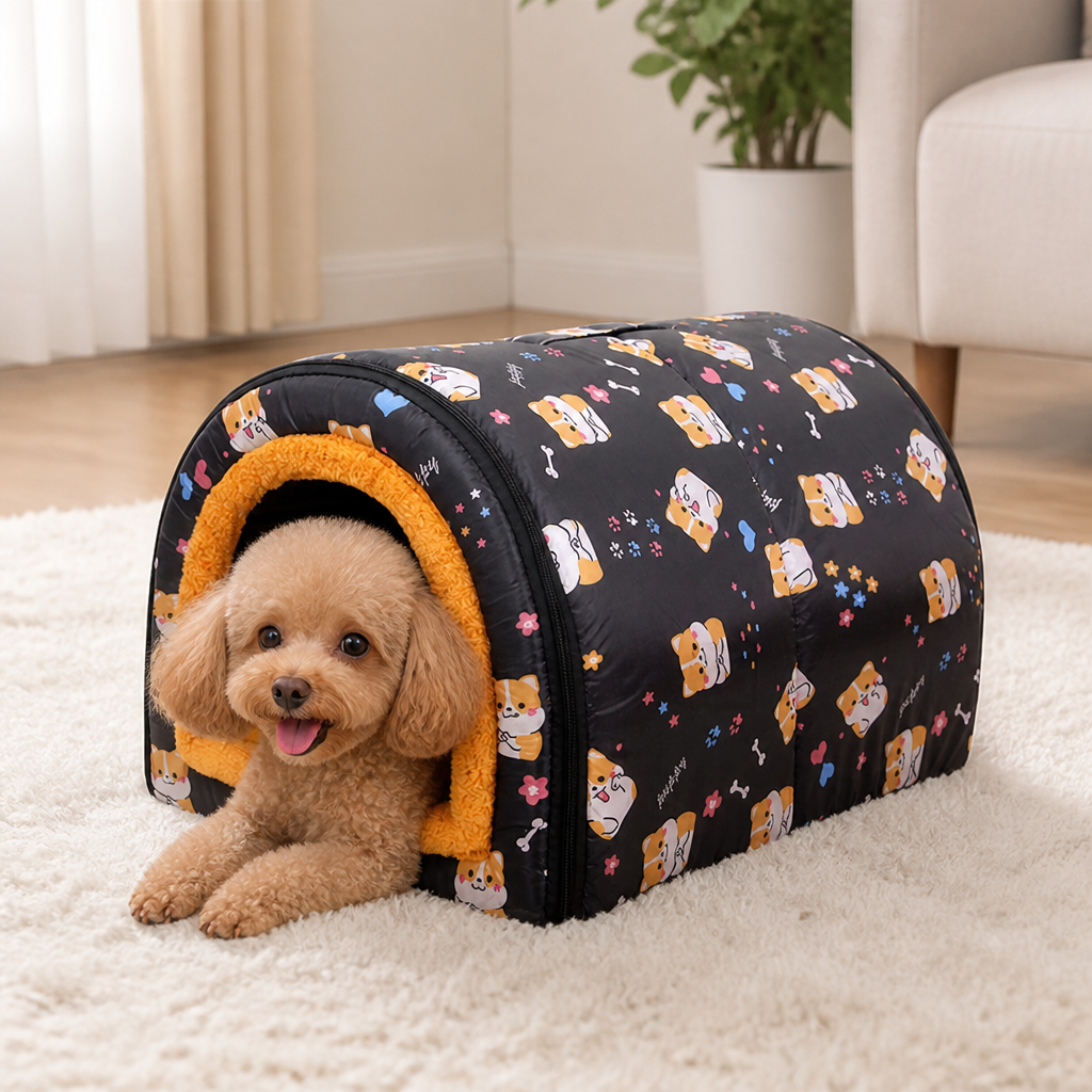 Ortekor Warm & Washable Plush Cave Dog Bed