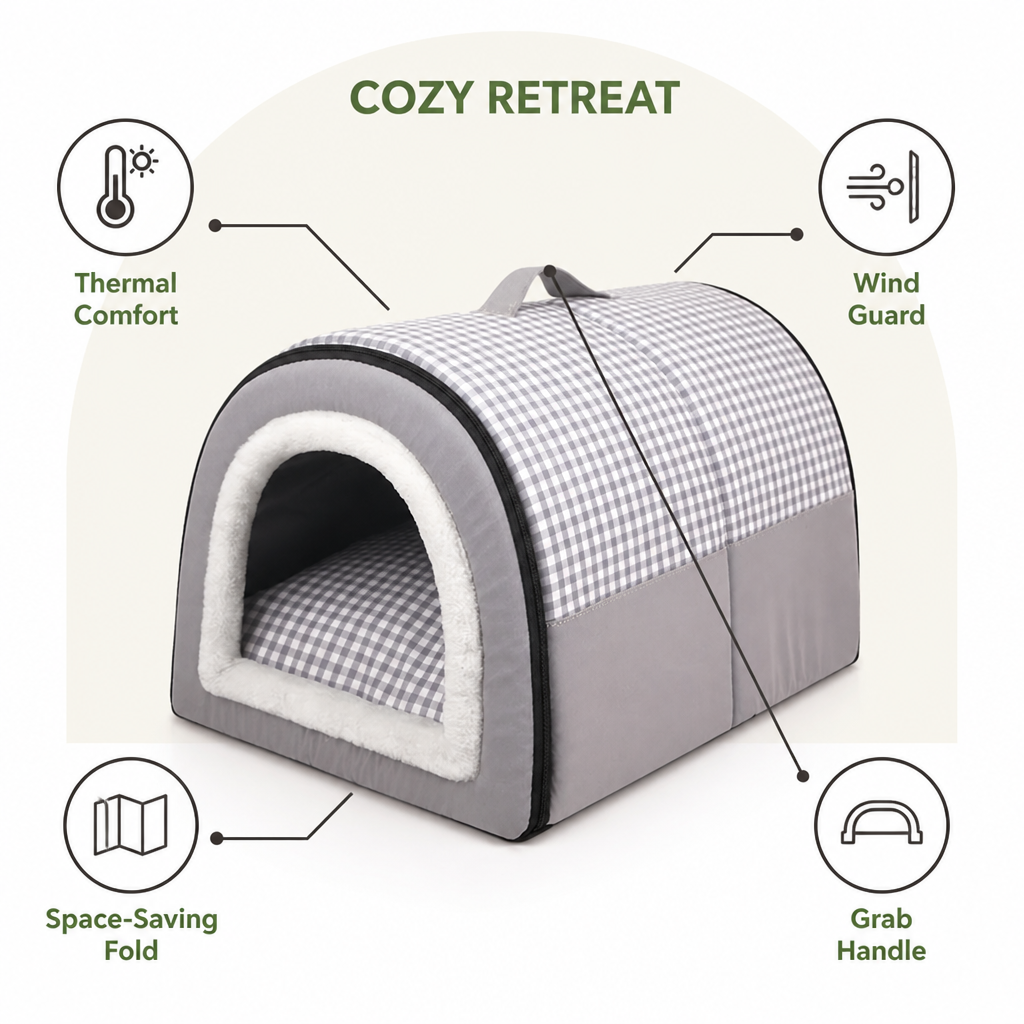 Ortekor Warm & Windproof Foldable Dog Bed