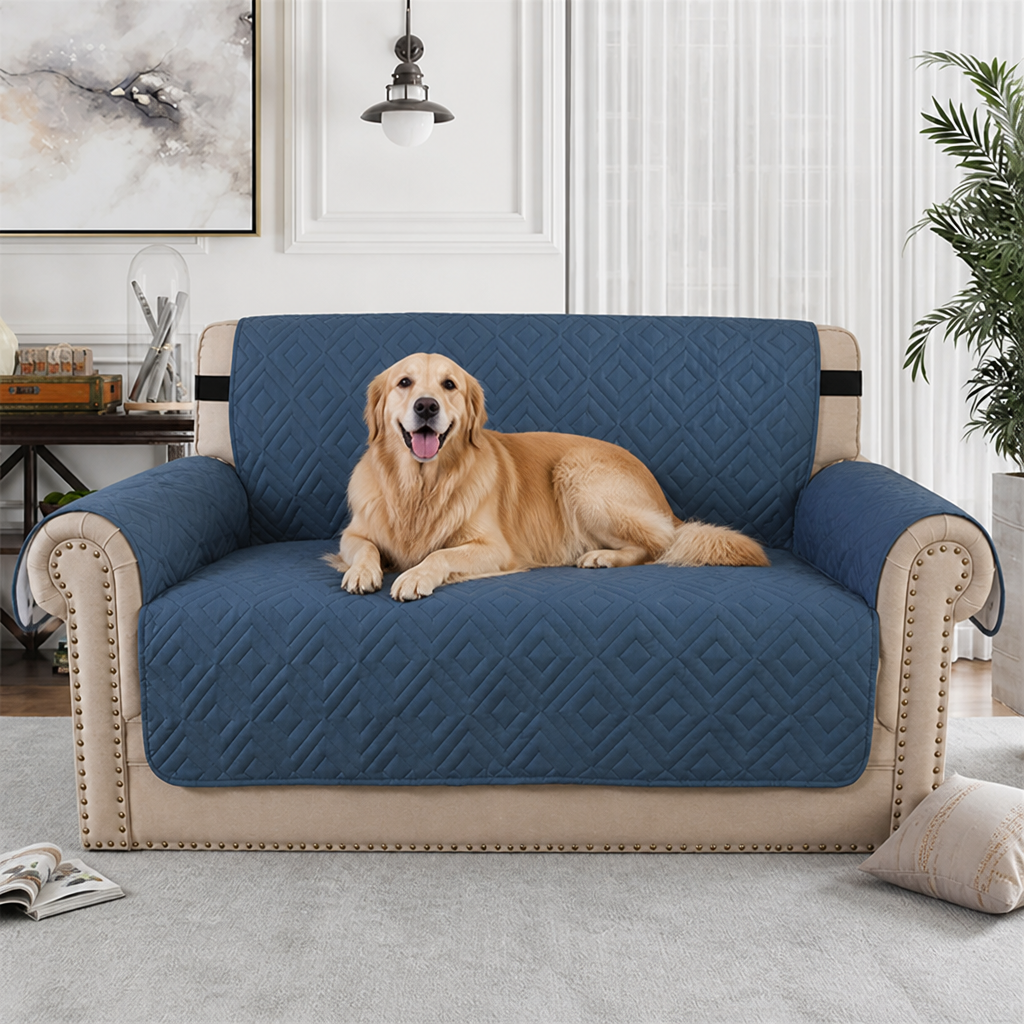 Ortekor Water-Repellent Quilted Sofa Cover (Anti-Slip Straps)