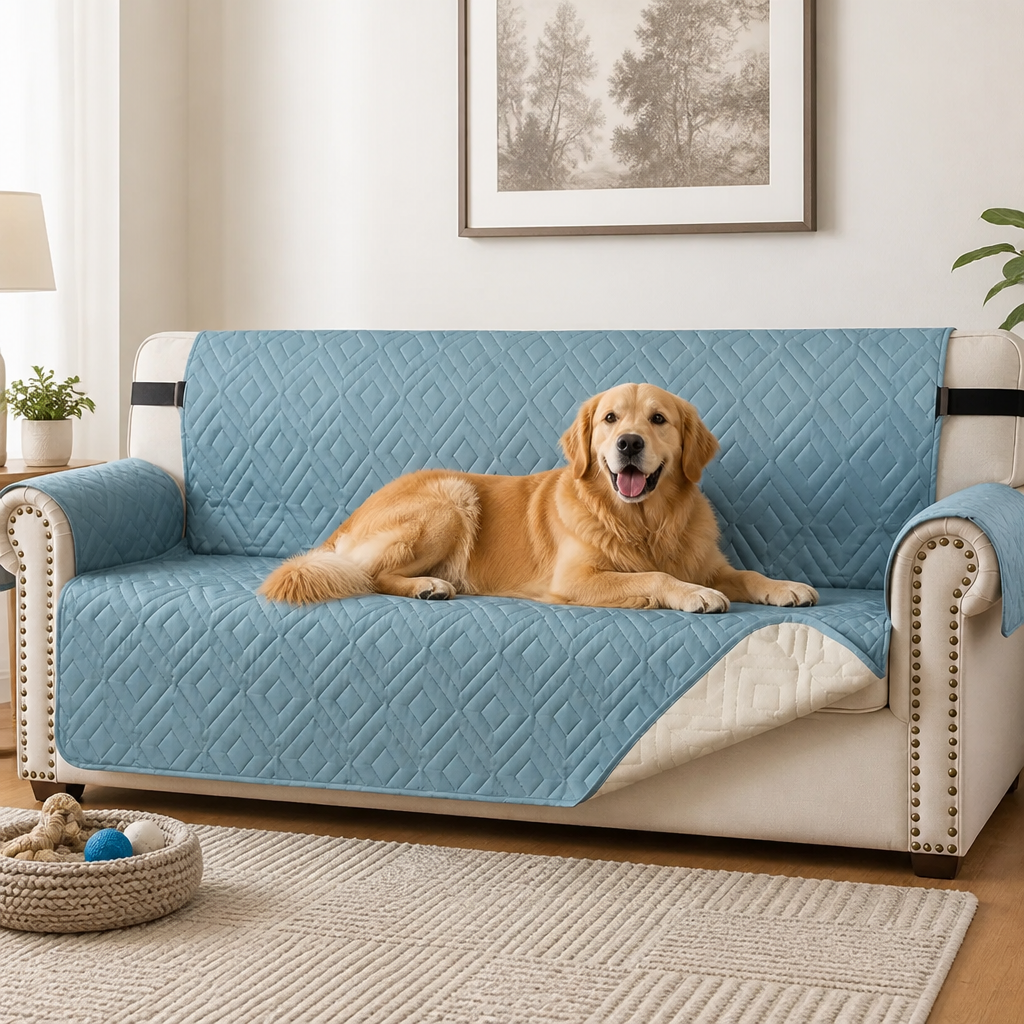 Ortekor Water-Repellent Quilted Sofa Cover (Anti-Slip Straps)