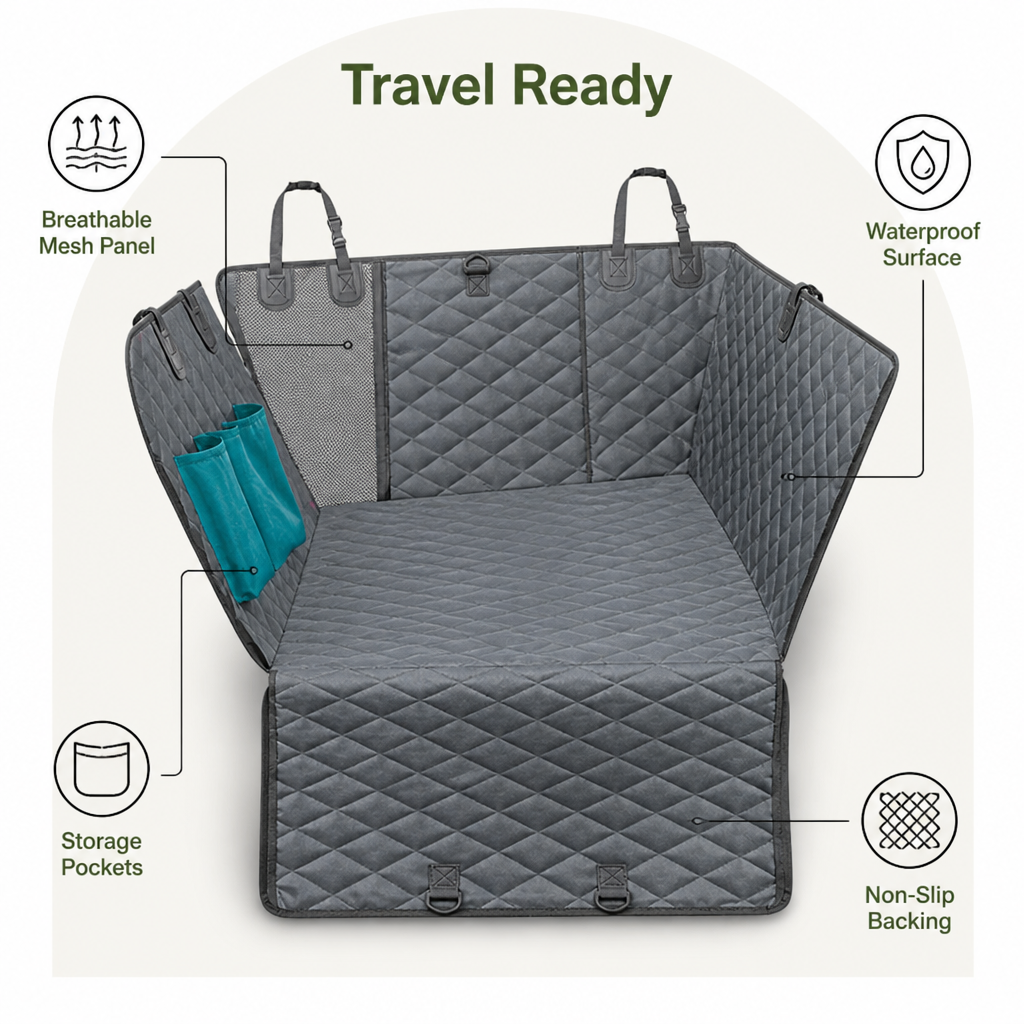 Ortekor Waterproof Convertible Hammock Car Seat Cover (Mesh Window)