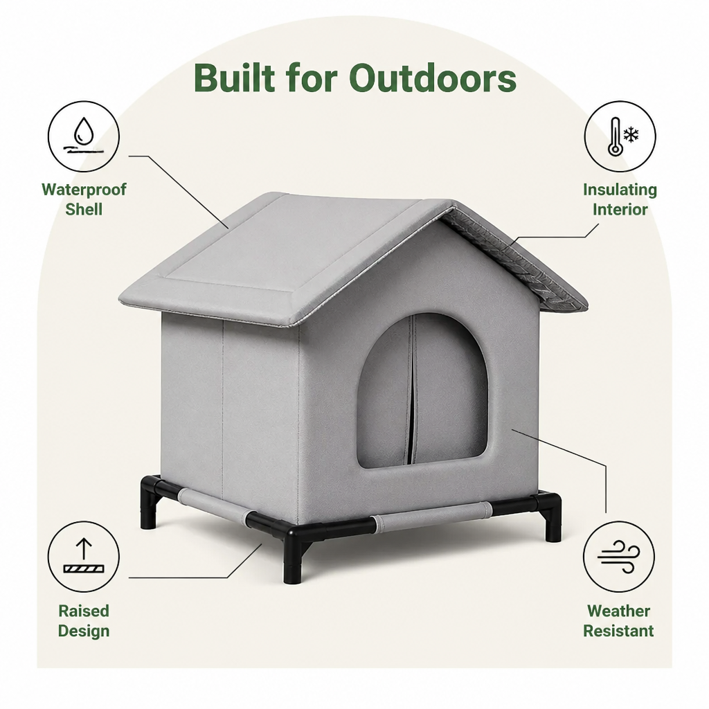 Ortekor Waterproof Insulated Elevated Outdoor Pet House