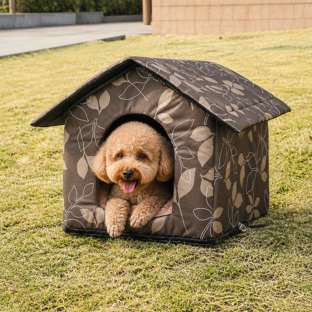 Ortekor Waterproof Oxford Fabric Foldable Outdoor Cat House (Removable Cushion)