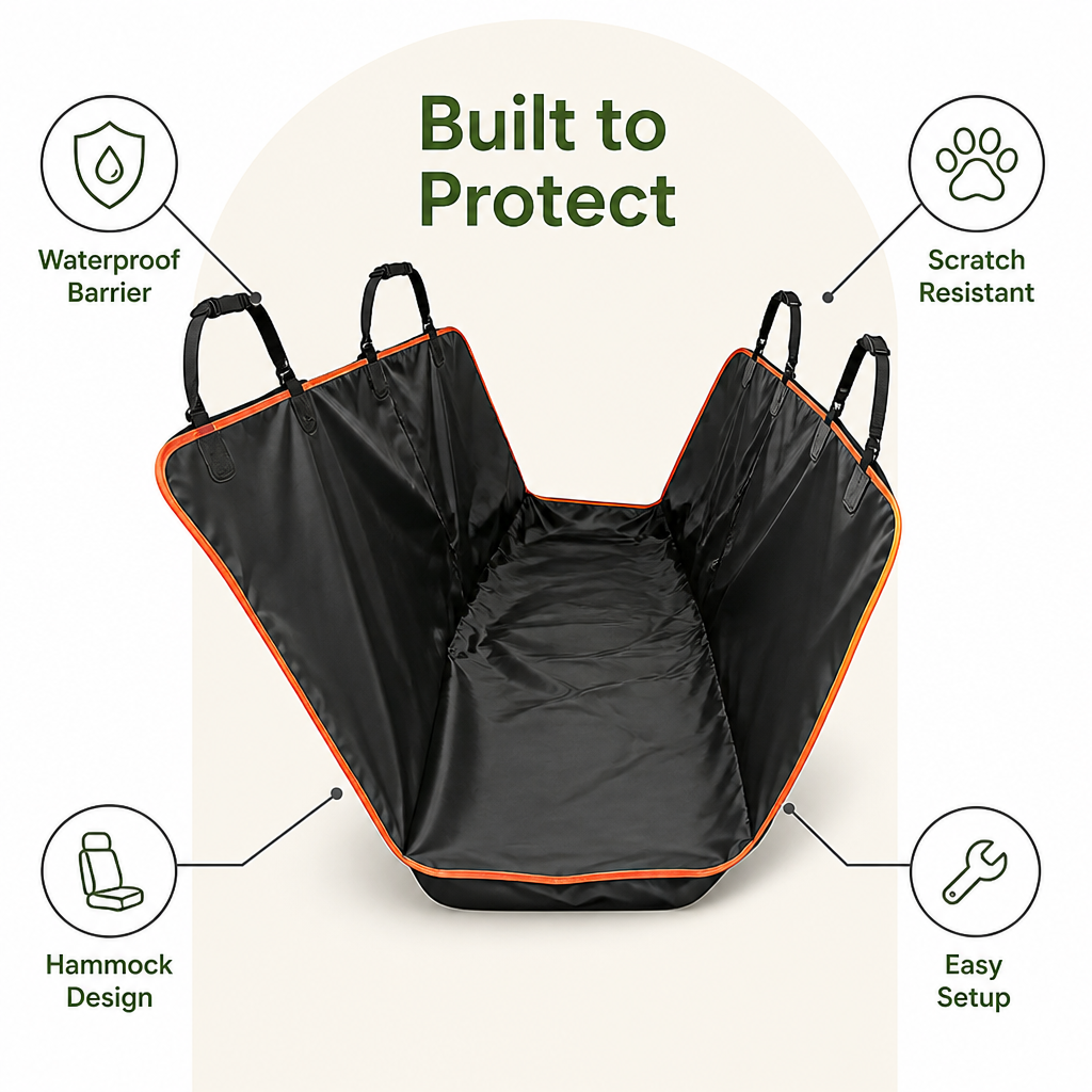 Ortekor Waterproof Oxford & Scratchproof Car Seat Cover (Hammock Style)