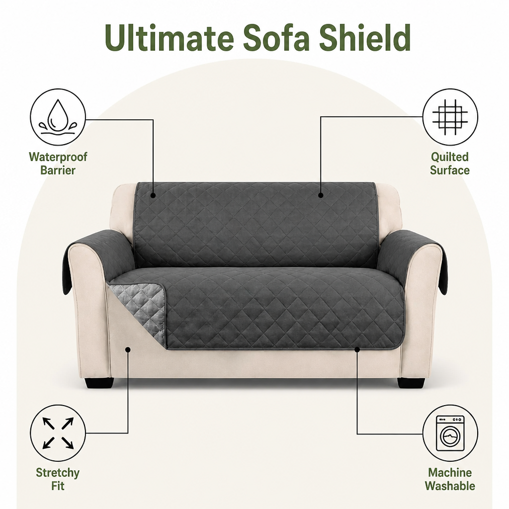 Ortekor Waterproof Quilted Stretch Sofa Slipcover (Universal Fit)