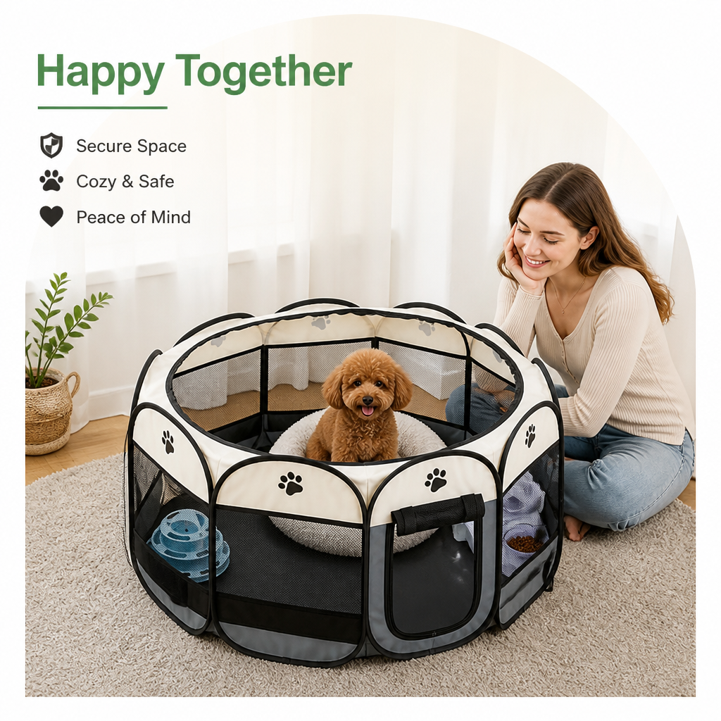 Ortekor Waterproof & Scratch-Resistant Foldable Cat Playpen (Octagonal)