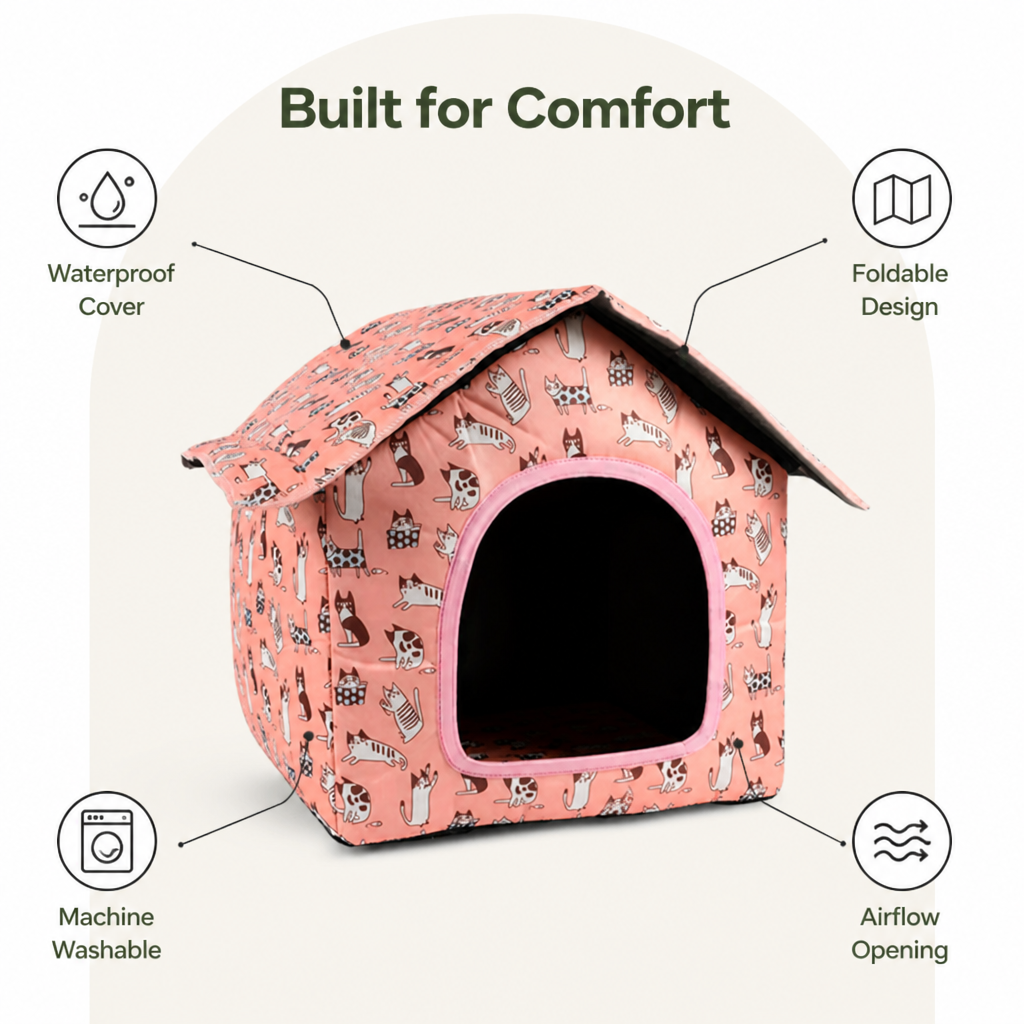Ortekor Waterproof & Washable Foldable Pet House